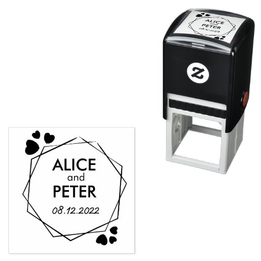 Nieuwe namen, aangepaste bride en groomnaamdatum zelfinktende stempel (In situ)