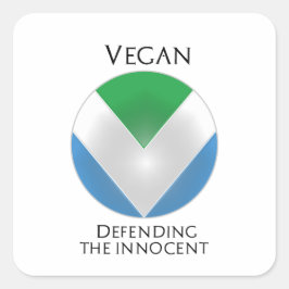 NIEUWE OFFICIËLE VEGANISTISCHE VLAG: SHIELD DEFEND VIERKANTE STICKER
