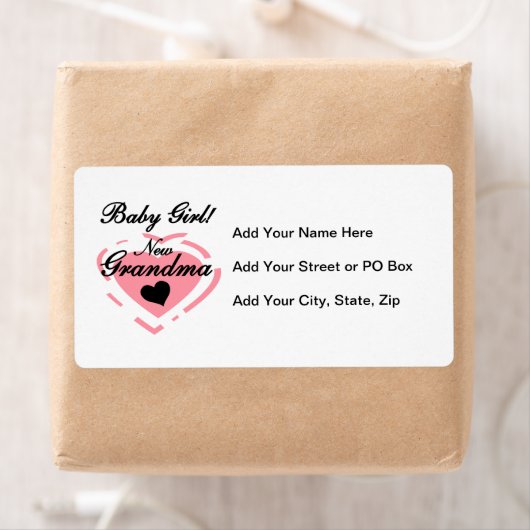 Nieuwe oma Baby Girl Pink Heart Gifts Etiket (Insitu)
