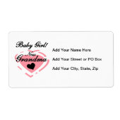 Nieuwe oma Baby Girl Pink Heart Gifts Etiket (Voorkant)