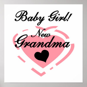 Nieuwe oma Baby Girl Pink Heart Gifts Poster