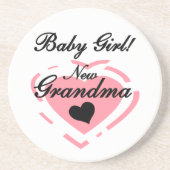 Nieuwe oma Baby Girl Pink Heart Gifts Zandsteen Onderzetter (Voorkant)