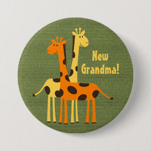 Nieuwe oma opa tante oom neef Giraffe Billen Ronde Button 7,6 Cm