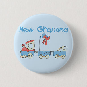 Nieuwe Oma van Boy-Train Tshirts en geschenken Ronde Button 5,7 Cm