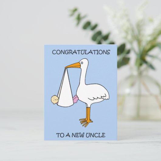 Nieuwe oom feliciteert een meisje briefkaart (Staand voorkant)