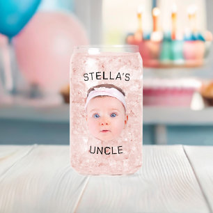Nieuwe Oom Gift, Aangepaste Baby Gezicht Foto Gift Blikvorm Glas