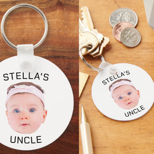 Nieuwe Oom Gift, Aangepaste Baby Gezicht Foto Gift Sleutelhanger