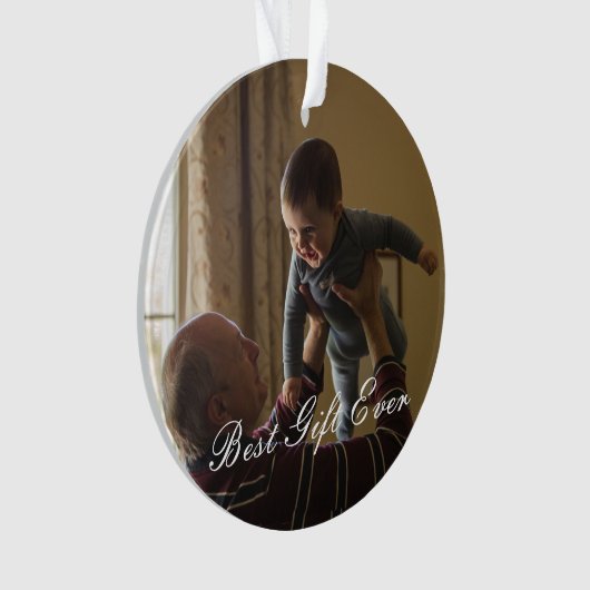 Nieuwe Opa 1e Kerst Rustiek Custom Foto Ornament (voorkant)