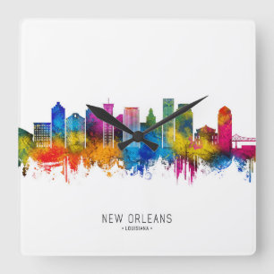 Nieuwe Orlean Louisiana Silhouet Vierkante Klok