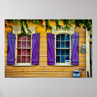 Nieuwe orleans kleuren - Shutters afdrukken Poster