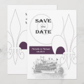 Nieuwe Orléans rivierboot Fleur de Lis Save the Da Date (Voorkant / Achterkant)