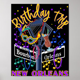 Nieuwe Orleans Verjaardagsreis Franse Wijk Meisjes Poster