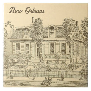 Nieuwe Orleanse tuinwijkhuis antiek vintage Tegeltje