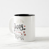 Nieuwe ouders Daddy Gepersonaliseerd vastgesteld j Tweekleurige Koffiemok (Voorkant links)