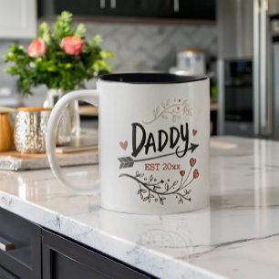 Nieuwe ouders Daddy Gepersonaliseerd vastgesteld j Tweekleurige Koffiemok