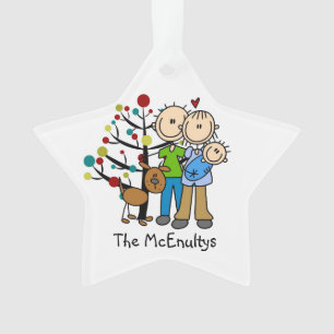 Nieuwe Ouders van een Baby Boy en Dog Ornament