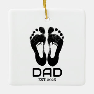 Nieuwe papa baby voetafdrukken datum ingesteld keramisch ornament