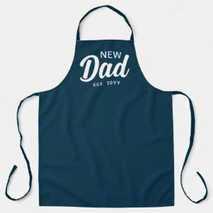 Nieuwe papa marine blauw en wit script aangepaste schort