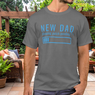 Nieuwe papa slapende patch blauwe ontwerp t-shirt