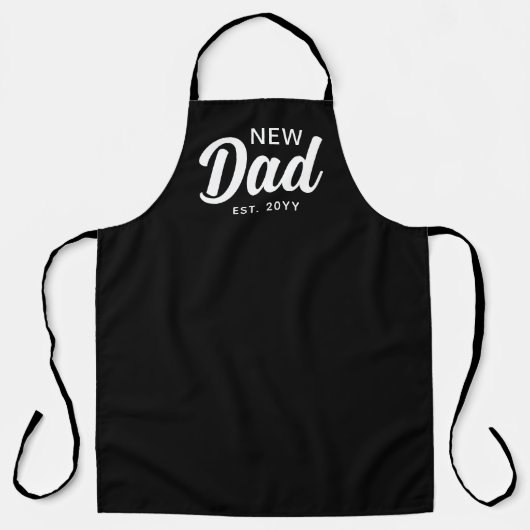 Nieuwe papa zwart-wit script aangepaste chef-kok schort (Voorkant)