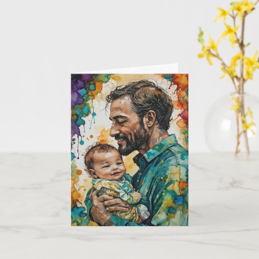 Nieuwe papa's eerste hoofdstuk - een Vaderdag Kaart (Gele Bloem)