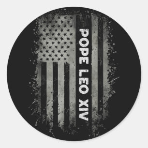 Nieuwe paus Leo XIV Robert eerste Amerikaanse vlag Ronde Sticker