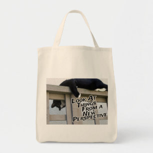 Nieuwe perspectiefbevorderende Kat-fotokunst Tote Bag