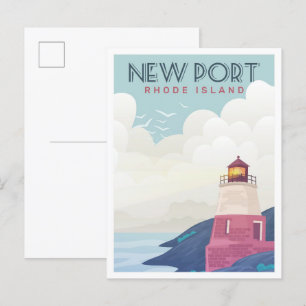 Nieuwe Port Rhode Island Vintage Travel Illustrati Briefkaart