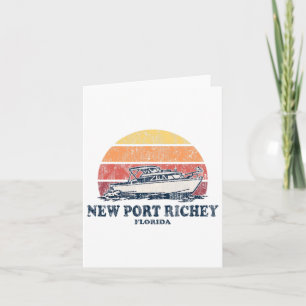 Nieuwe Port Richey FL varen 70s Retro Boat Kaart