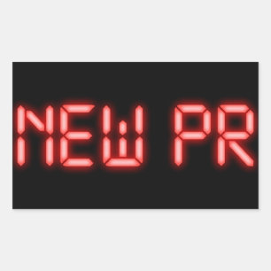 Nieuwe PR hardloopmijlpaal rode neon digitaal effe Rechthoekige Sticker