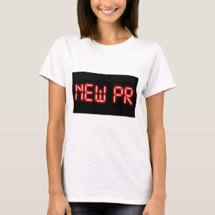 Nieuwe PR hardloopmijlpaal rode neon digitaal effe T-shirt