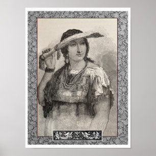 NIEUWE PRINT C 1800S INHEEMSE AMERIKAANSE VROUW