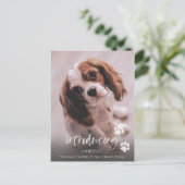 Nieuwe puppy aankondiging, adoptie volwassen hond briefkaart (Staand voorkant)