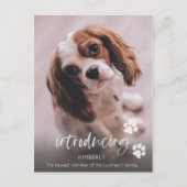 Nieuwe puppy aankondiging, adoptie volwassen hond briefkaart (Voorkant)