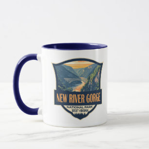 Nieuwe River Gorge National Park Illustratie Retro Mok