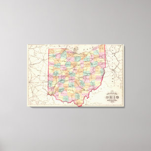 Nieuwe routekaart voor het spoor van de staat Ohio Canvas Afdruk