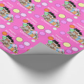 Nieuwe roze kat Birthday Cheers! Cadeau inpakpapie Cadeaupapier (Hoek)