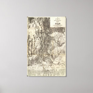Nieuwe Sectionele en Topografische kaart van Utah Canvas Afdruk