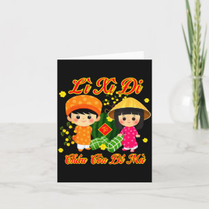 Nieuwe shirt gelukkig Vietnamees maanjaar Tet Li Kaart