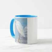 Nieuwe Smyrna Beach, Snowy Egret op dock Mok (Voorkant links)