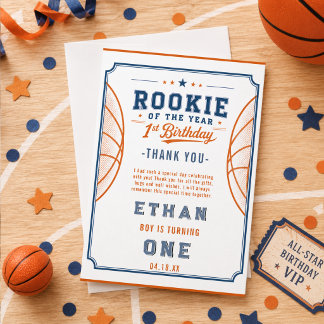 Nieuwe Speler van het Jaar Basketbal Ticket 1e Ver Bedankkaart