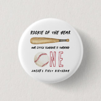 Nieuwe Speler van het Jaar Honkbal 1e Verjaardagsf Ronde Button 3,2 Cm
