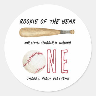 Nieuwe Speler van het Jaar Honkbal 1e Verjaardagsf Ronde Sticker