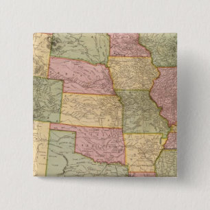Nieuwe Spoorwegkaart van de Verenigde Staten Vierkante Button 5,1 Cm