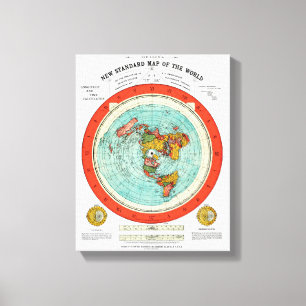 Nieuwe standaardkaart van de aarde van de wereldfl canvas afdruk