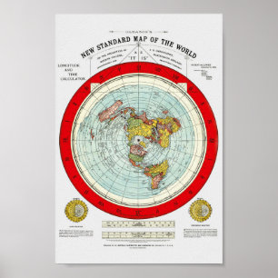 Nieuwe standaardkaart van de Wereldgleason 1892 Poster