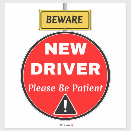 Nieuwe stuurprogrammasignaal beginner - Let op Sticker (Vel)