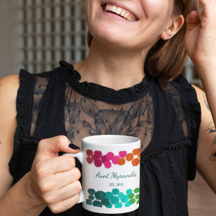 Nieuwe Tante Abstract Regenboog Polka Dots Geperso Koffiemok