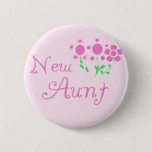 Nieuwe tante Pink Flowers Tshirts en cadeaus Ronde Button 5,7 Cm