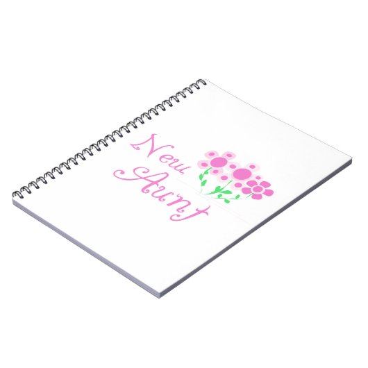 Nieuwe Tante Roze Bloemen T-shirts en geschenken Notitieboek (Linkerzijde)